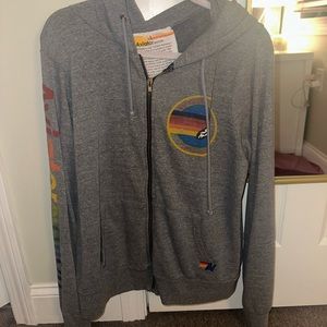 AVIATOR NATION MALIBU ZIP HOODIE - HEATHER GREY